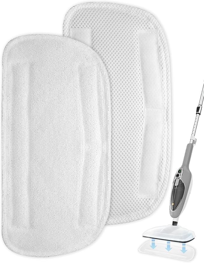 Steam Mop Pads Compatible with GorFanty Steam Mop GF-6610B/GF-6610, Replacement Steam Pads Compatible with Neugo NE033/NE033M & Mxnsewr Steam Mop, Steam Replacement Pads -2 Pack, White