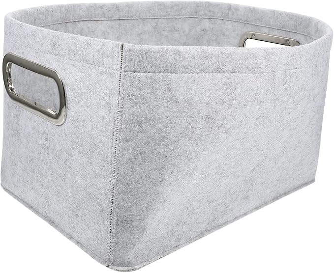 Felt Storage Basket Foldable Laundry Hamper Handles Multi-Purpose Organizer for Boys and Girls Toys Bathroom Clothes and Home Storage