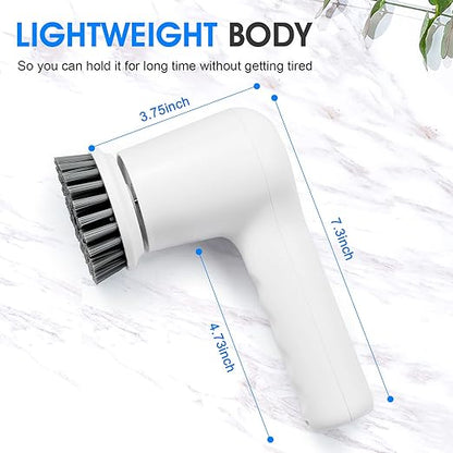 Electric Spin Scrubber, Power Cleaning Brush Shower Scrubber with Digital Display and 4 Replaceable Heads, 2 Adjustable Speeds, Electric Scrubber Brush for Cleaning Bathroom Tile Floor Bathtub Window