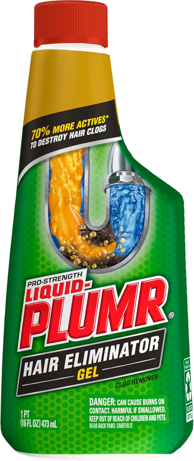 Liquid-Plumr Pro-Strength Hair Eliminator Gel Clog Remover, Hair Clog Remover and Drain Opener, Safe for All Septic Systems and Pipes, 16 fl. oz. Bottle (Pack of 2)