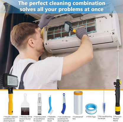 Aufind 7 PCS Different Air Conditioner Fin Cleaner kit, Brush Condenser Ac Coil Cleaner Air Refrigerator Fin Cleaner Evaporator Radiator Repair Clean Tool (Yellow)