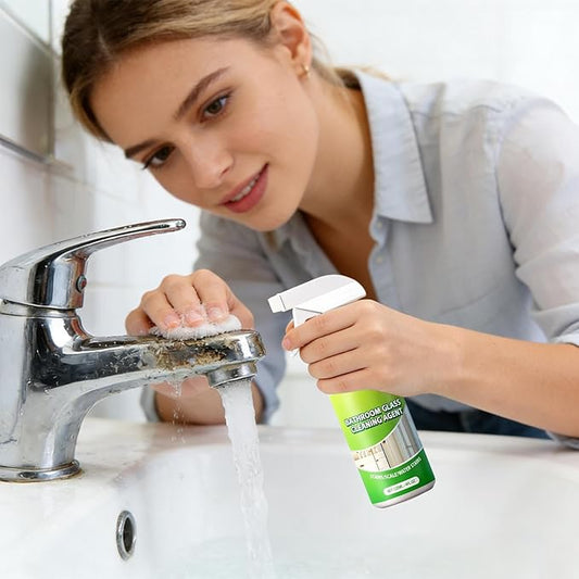 Bathroom Glass Cleaner – 120ml Household Solution, Water Stain Remover, Clear Spray | Quick Acting Formula, Shine Restore Care for Tiles Bathtubs Faucets Shower Heads Rooms
