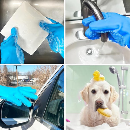 Silicone Magic Gloves : Ultimate Cleaning Gloves for Dishwashing, Kitchen, Pet, and Car