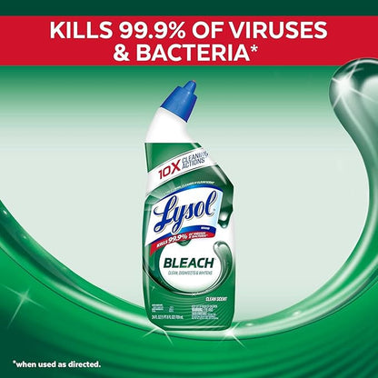 Lysol Toilet Bowl Cleaner Gel, For Cleaning and Disinfecting, Stain Removal, Contains Bleach, 24oz (Pack of 2)