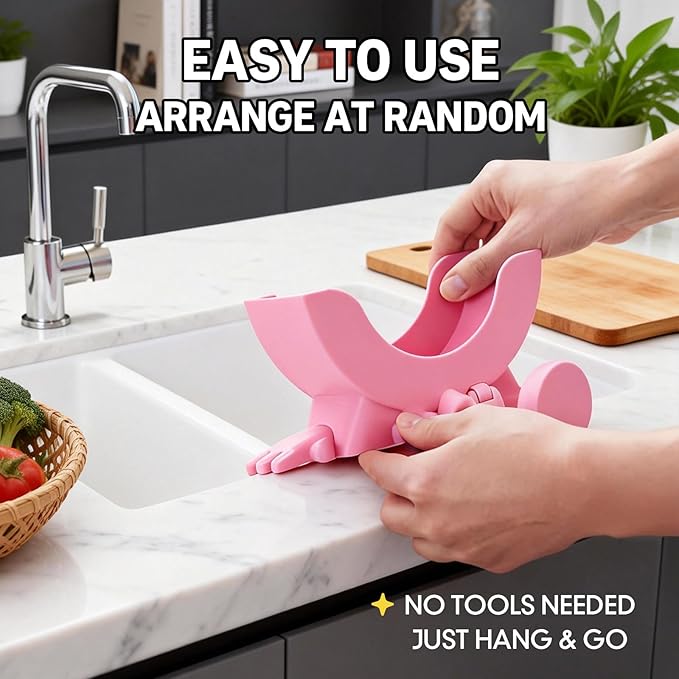 Cute Hanging Sponge Holder with Drainage, Peeing Scrub Sponge Holder, Ponge Holder for Kitchen Sink, Funny Sponge Stand for Kitchen Sink, 3D Printing Countertop Sponge Holders (Black)