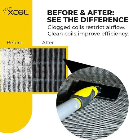 Coil Cleaning Brush for HVAC & AC – Evaporator & Condenser Coil Cleaner Tool, 135° Stainless Steel Pins, Heavy-Duty for Tight Spaces, Safe for Delicate Fins, ACME Pole Compatible