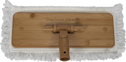 Harper Live.Love.Clean. Bamboo 2-in-1 Smooth Surface Wet/Dry Dust Mop with (2) Washable Pads for Cleaning Dust, Pet Hair & Fine Dry Dirt