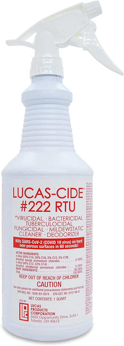 LUCAS-CIDE #222 RTU Hospital-Grade Salon and Spa 60 Second Disinfectant 32 Fl Oz