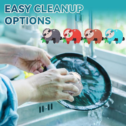 8 Pcs Christmas Sponges Dish Sponges, Cute Kitchen Scrub Sponge, Dual-Sided Dishwashing Sponge Reusable Cleaning for Kitchen Dishes Furniture(Sloth)
