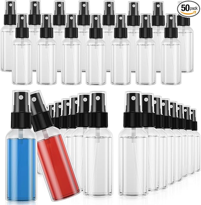 EPHECH 50PCS Small Spray Bottle, 3.4oz/100ml Travel Spray Bottle Clear Fine Mist Plastic Empty Refillable Spray Bottles for Skin Care, Hair Care, Plant Care & Home Cleaning