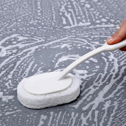 Cleaning Brush with Long Handle Sponge Brush Floor Scrubbers for Tub Tile Cleaning Supplies Scrub Brush for Bathroom Kitchen Apartment Essentials forfor Women Men Housekeeping Bathroom Accessories