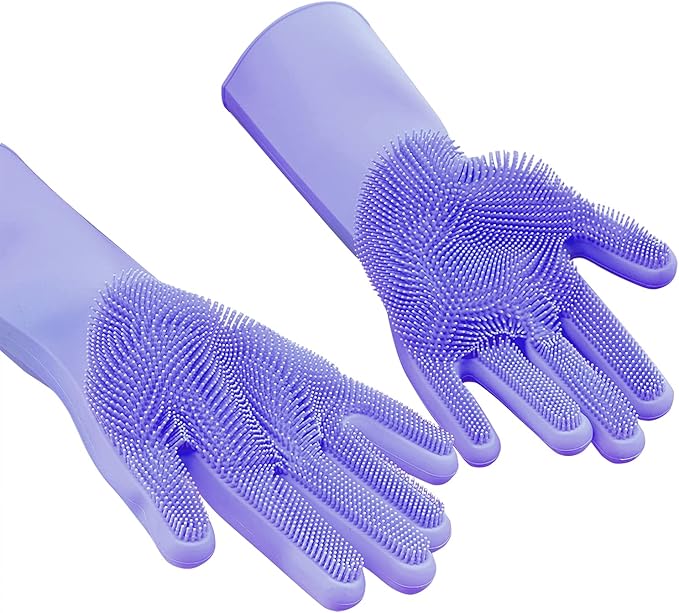 Angel Wings Magic Dish Washing Gloves with Scrubber, Silicone Reusable Cleaning Gloves, Heat-proof Household Scrubber Gloves