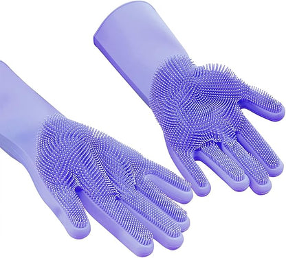 Angel Wings Magic Dish Washing Gloves with Scrubber, Silicone Reusable Cleaning Gloves, Heat-proof Household Scrubber Gloves