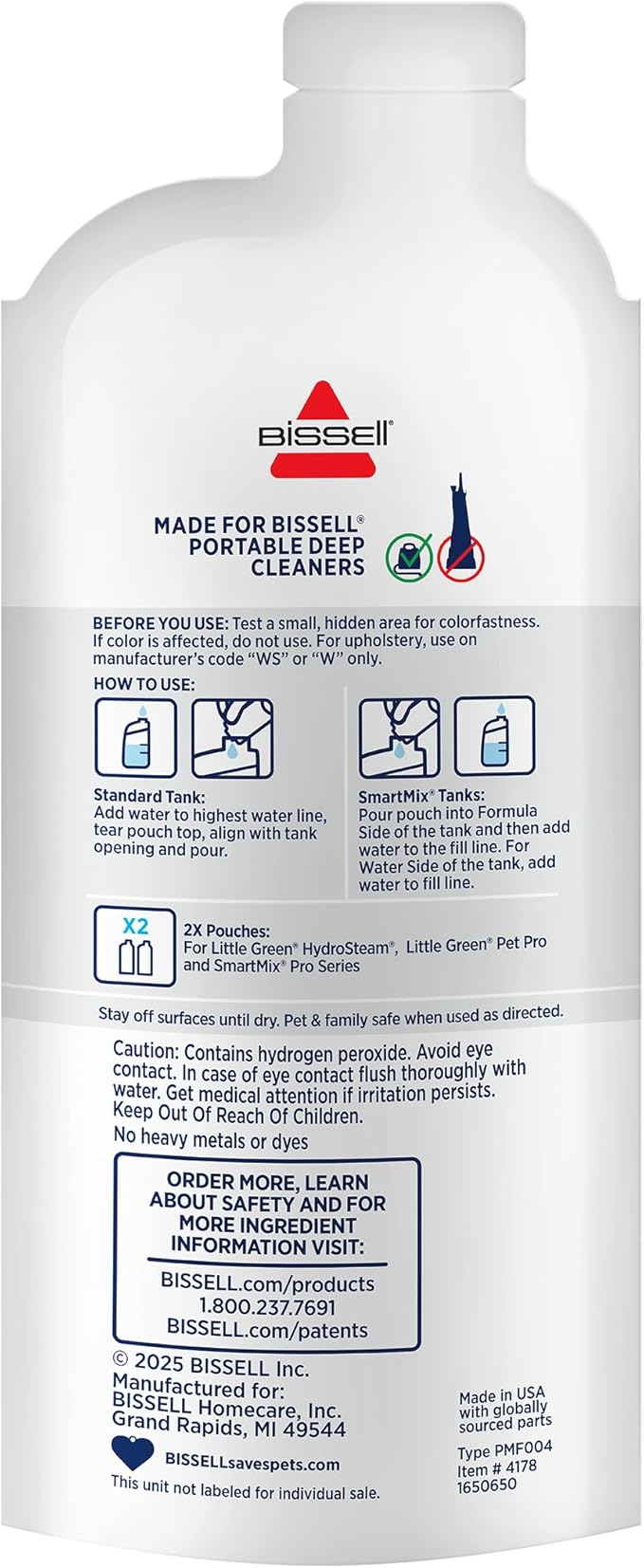 NEW BISSELL Little Green Pro Oxy Spot & Stain Super Concentrate Cleaning Formula for Portable Deep Cleaners,6 Super Concentrate Pouches,(Pack of 2)