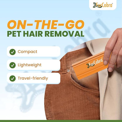 Pro Pet Hair Remover 4.3” – Dog & Cat Hair Remover for Car, Couch, Carpet, Bed & Furniture – Reusable Dual-Blade Pet Hair Scraper for Auto Detailing, Home & Upholstery