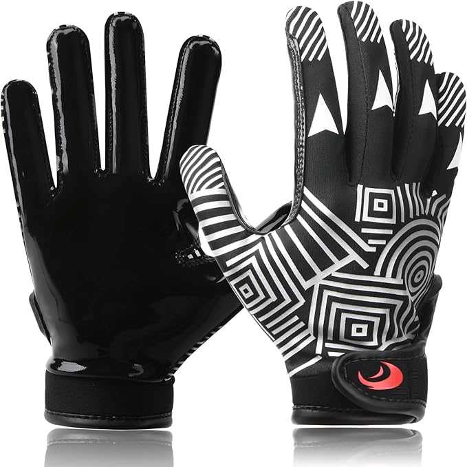 Youth Football Gloves Kids Silicone Grip Receiver Gloves with Super Stick Ability for Best Game Experience