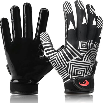 Youth Football Gloves Kids Silicone Grip Receiver Gloves with Super Stick Ability for Best Game Experience