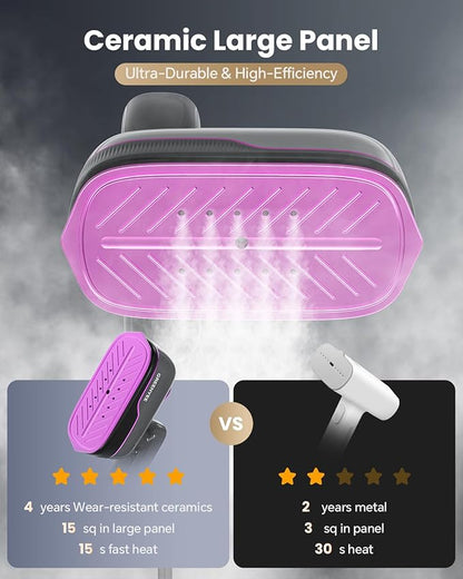 Travel Steamer Iron for Clothes, Portable Handheld Garment Steamer with 6 Smart Modes, Strong Penetrating Steam, 180° Rotatable Handle, 150ml Large Tank for Home & Travel (Light Gray)