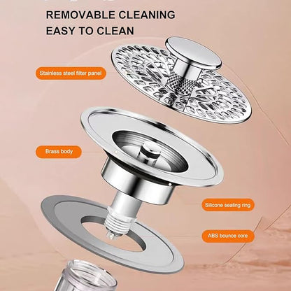 PANGBOER Detachable Bathtubs Drain Stopper Bathroom Shower Sink Drain Plug Push-type Bounce Cores Drain Filter Bounce Cores