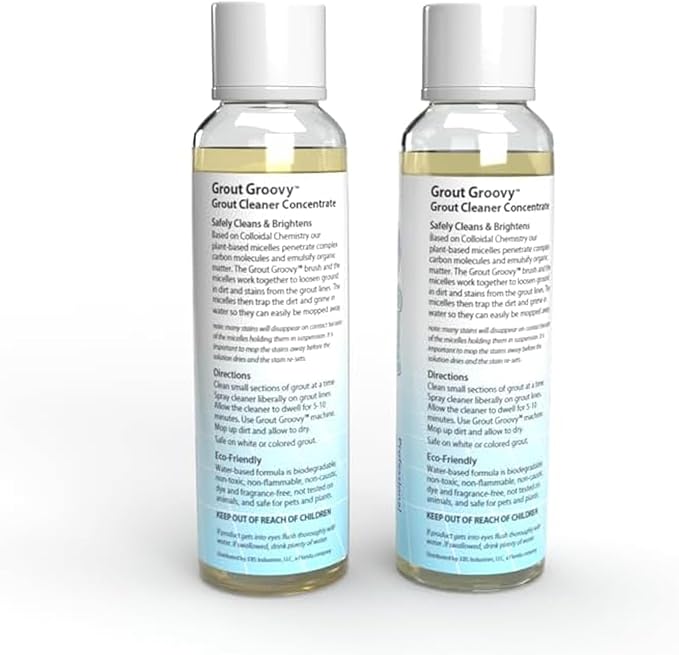 Grout Groovy! Heavy Duty Grout Cleaning Solution Concentrate | Makes up to 2 Gallons | Powerful & Versatile Cleaning Solution | Bathroom, Tile, & Kitchen Floor Grout Cleaner | 8 oz (Pack of 2)