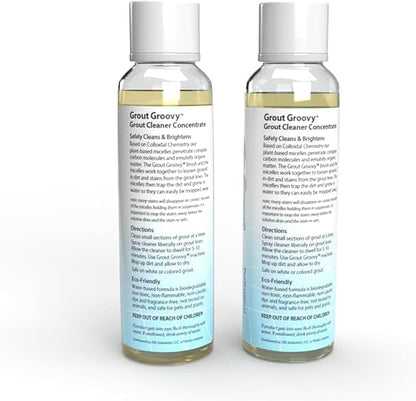 Grout Groovy! Heavy Duty Grout Cleaning Solution Concentrate | Makes up to 2 Gallons | Powerful & Versatile Cleaning Solution | Bathroom, Tile, & Kitchen Floor Grout Cleaner | 8 oz (Pack of 2)