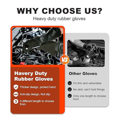 North Tower Chemical Resistant Gloves Rubber Heavy Duty Glove Work With Waterproof Gloves For Mens （14in,2 pair）
