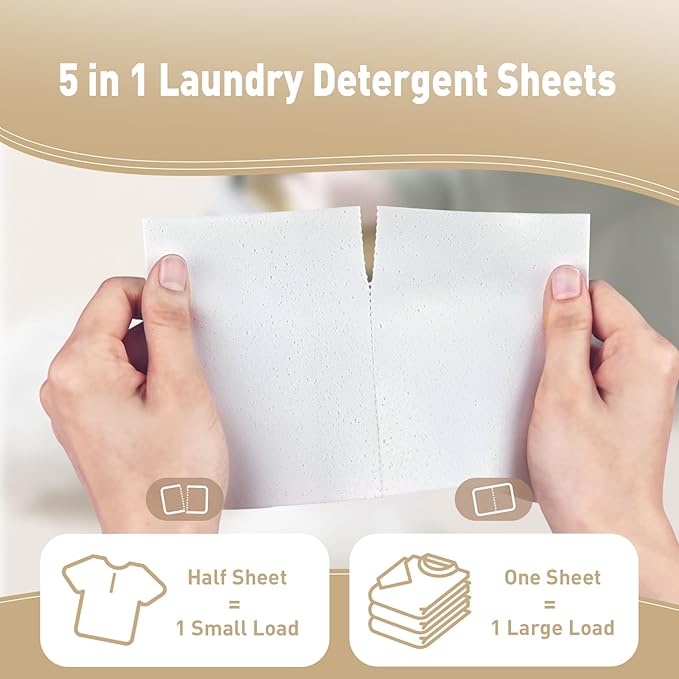 YUCO Laundry Sheets Detergent 80 Loads Plastic Free Sheet No Plastic Jug Concentrated Eco Sheets Laundry Detergent Hypoallergenic Amber Sandalwood Scent