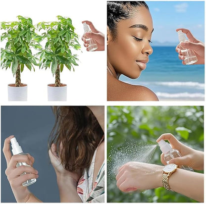Small Spray Bottle, Clear Empty Mini Travel Plastic Bottle. Premium spray bottles for perfumes and cosmetics. 2 * 1oz, 2 * 1.7oz. (4 Pack)