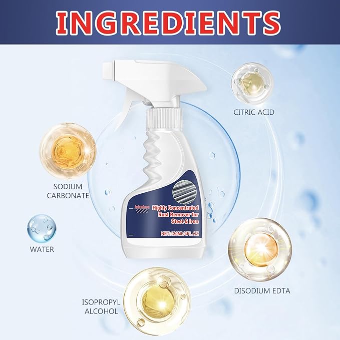 Heavy Duty Rust Removal for Metal,Multipurpose Rust Remover Spray,Stainless Steel Rust Remover Cleaner,Powerful Steel Rust Removal,Rust Converter for Various Metals Furniture