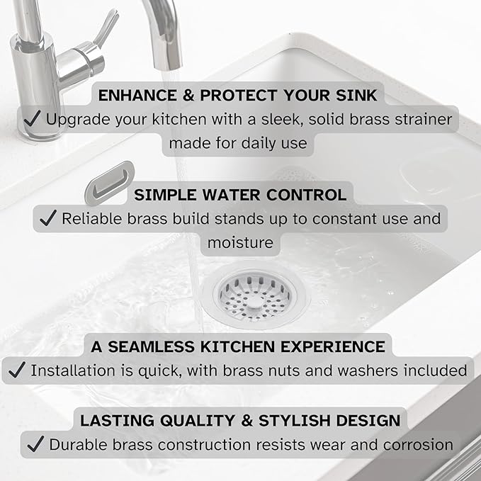 Westbrass A214-50 3-1/2" Post Style Large Kitchen Sink Basket Strainer, Powder Coat White