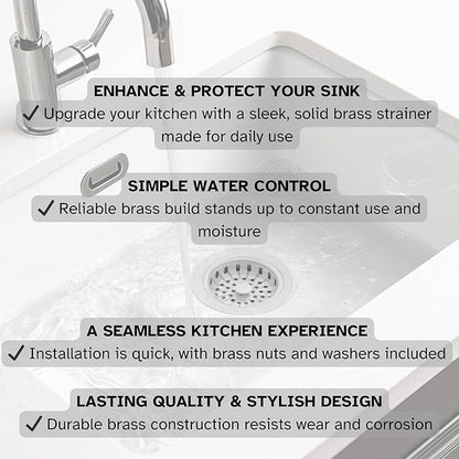 Westbrass A214-50 3-1/2" Post Style Large Kitchen Sink Basket Strainer, Powder Coat White