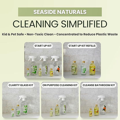 Cleanse Kit – Non-Toxic Bathroom Cleaner with Citrus Essential Oils (Lemon, Grapefruit & Orange) – Refillable Glass Bottle, Plant-Based Deep Clean Formula. 1oz - makes 1 bottle.