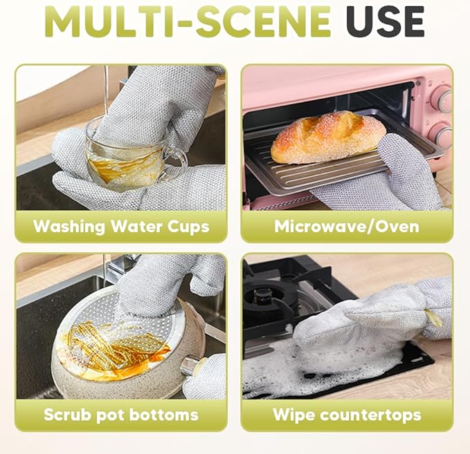 Steel Wire Dishwashing Gloves, Silver Wire, Waterproof Oil Resistant Heat Resistant Gloves for Kitchen Cleaning