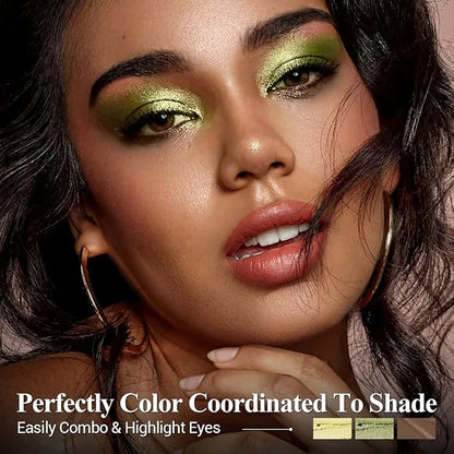 Neutral Eyeshadow Stick Makeup 6PCS Set, Green Metallic Shimmer Matte Cream Eye Shadow Eyeliner Brightener Pencil Crayon - FIREFLIES LIGHT