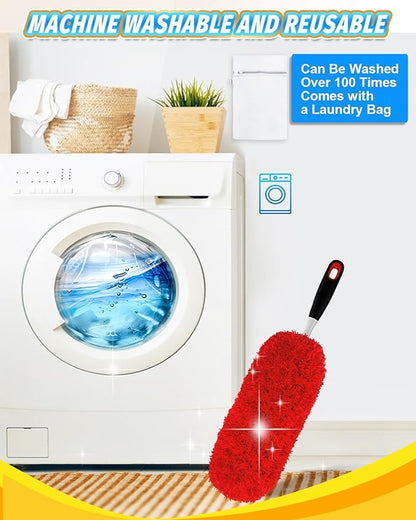 KEEPOW 4 Pack Microfiber Heavy Duty Reusable Duster Refills Compatible with OXO Duster, Microfiber Dusters for Cleaning Compatible with OXO Microfiber Duster for Ceiling(Handle is Not Included)