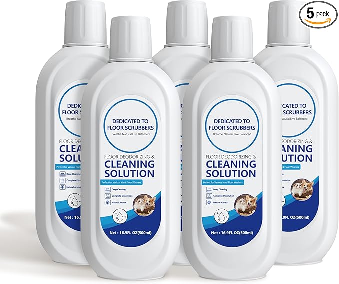 Floor Cleaning Solution Compatible with Tineco – 5 Bottle Floor Cleaner – Long-Lasting, Fresh– For All Cordless Wet/Dry Vacuum Mop Cleaner & Robot Vacuums with Mopping