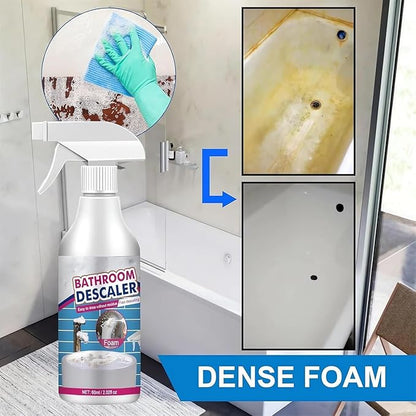 Bathroom Descaler Foam Cleaner Spray, Descaler Stubborn Stains Cleaner Foam Bathroom Toilet, 2024 New Foaming Bathroom Shower Bleach Cleaner Spray Foam Glass Cleaner for Kitchen Cleaning (1)