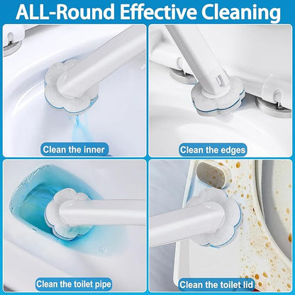 Disposable Toilet Brush， 2 Pack Toilet Wand and Holder with 54 Cleaner Refills Disposable Toilet Cleaning System Cleaner Pads for Toilet Bowl，Bathroom Cleaning，Sink，Bathtub - White