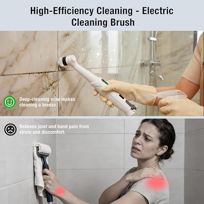 Electric Spin Scrubber, Rechargeable Waterproof Grout Cleaning Brush with 5 Magnetic Heads for Tile Surfaces, Bathroom Crevices, Kitchen & Faucet Corners