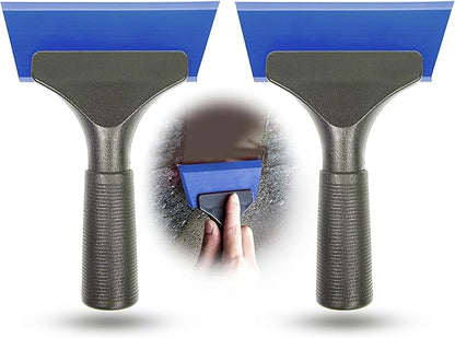 2 PCS Small Squeegee Snow Scraperor for Car,Car Window Squeegee Silicone Squeegee for Window Door Bathroom Mirror,Car Wrapping Scraper Tool (2, Blue)