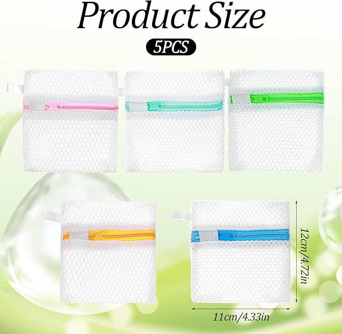 Tyqour 5pcs Small Mesh Laundry Bags, Anti-Sticking Laundry Pod Bags, Durable Polyester Storage Bags for Scented Beads, Travel Laundry Organizer, Protect Delicate Garments