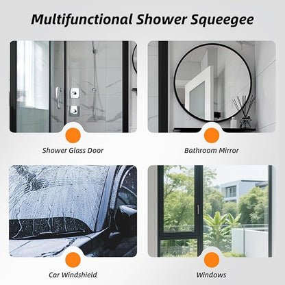 3 Pack Heavy-Duty Scrub Brush Set, Grout Brush, Shower Squeegee, Shower Cleaner Brush with Non-Slip Grip, Stiff Bristles Scrub Brushes for Cleaning Bathroom, Shower, Tile, Grout, Tub, Floor, Sink