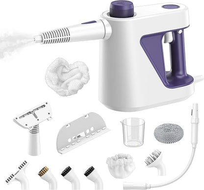 Steam Cleaner Handheld,Portable Detail Steamer for Car with 13-piece Kit,230°F Steaming for Bathroom,Grout,Tile&Shower,Mini Cleaner Running the Boiler at 25 psi,Safety Valve Splash-Free