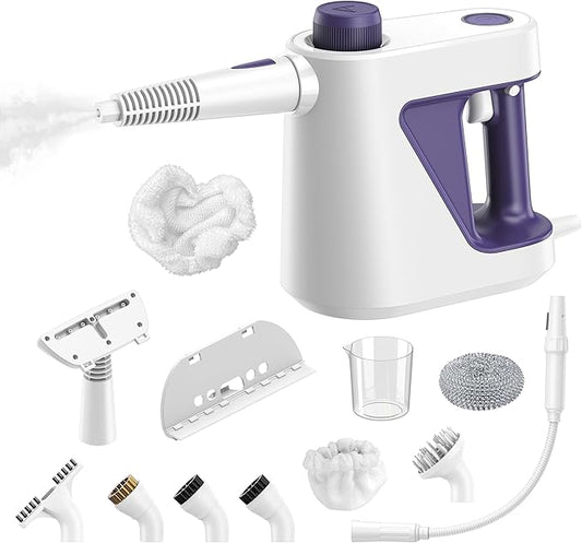 Steam Cleaner Handheld,Portable Detail Steamer for Car with 13-piece Kit,230°F Steaming for Bathroom,Grout,Tile&Shower,Mini Cleaner Running the Boiler at 25 psi,Safety Valve Splash-Free
