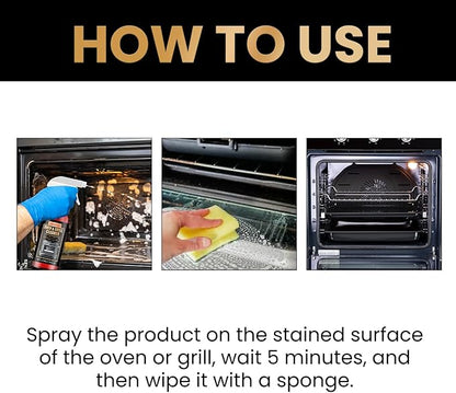 Oven Cleaner Spray Heavy Duty - Foaming Degreaser for Stoves, Grills & Burnt Food | Stainless Steel Safe | Fast 5-Min Clean