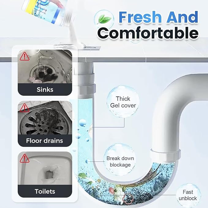 Sink & Drain Cleaner Powder, Quick Foaming Heavy Duty Clog Remover for Kitchen, Bathroom, Shower & Sewer Drains, 2026 New Multi-functional Pipeline Dredging Agent (5Pcs)