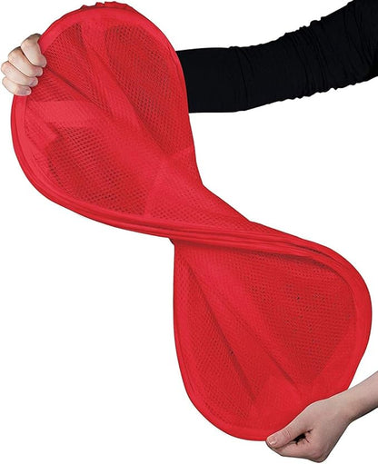 Portable Large Rectangle Laundry Basket with Carry Handles Big Heavy Duty Pop Up Nursery Clothes Hamper Folding Mesh Room Organizer Storage Red