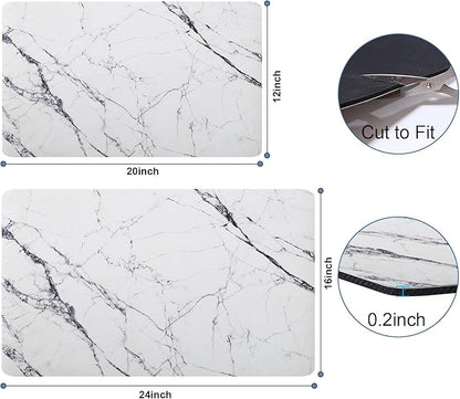 CooRug Marble Pattern Dish Drying Mat, Absorbent Coffee Bar Mat for Kitchen Counter, Non-slip Pad with Rubber Backed, Washable and Easy to Clean 12" x 20" Dark Marble