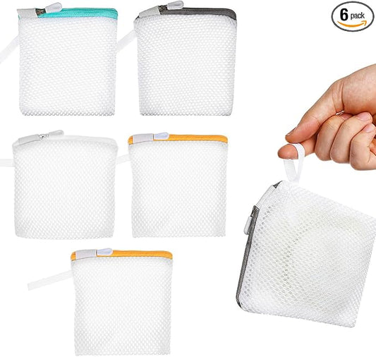 6Pcs Mesh Laundry Bags for Delicates with Zipper Small Washing Machine Laundry Bags Organizer for Travel Lingerie Bra Socks Foldable Lightweight Storage Net