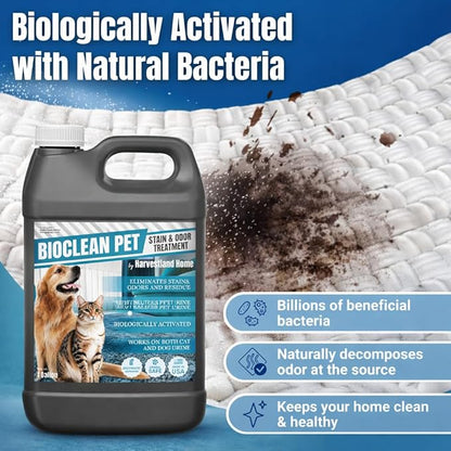 Bioclean Pet Carpet Cleaner & Deodorizer – Eliminates Pet Urine Smell, Stain & Odor Remover, No Residue, Made in USA – 1 Gallon